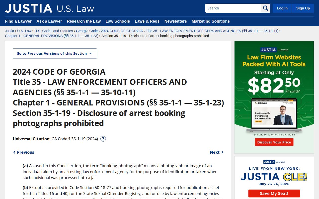 Clinch County released-inmate mugshot access under Georgia booking-photo law