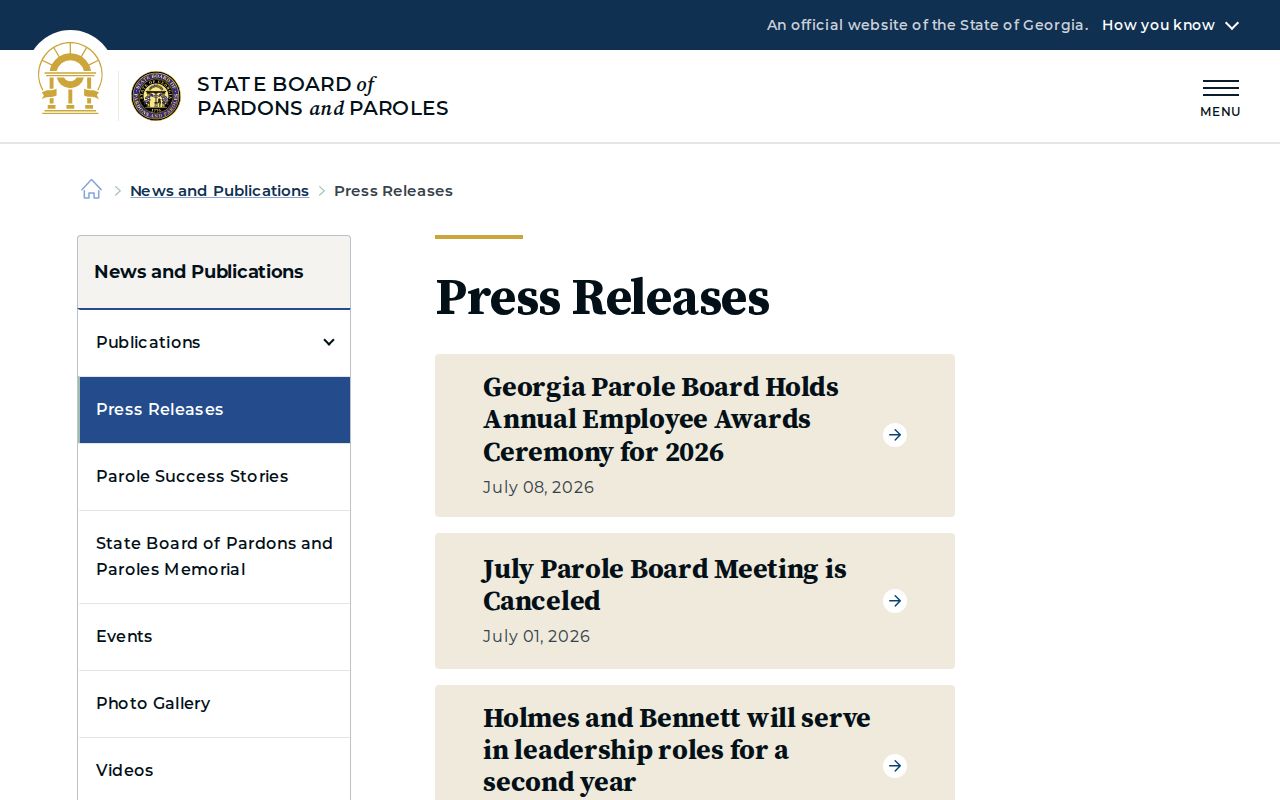Clinch County parole records and Georgia Board meeting notices